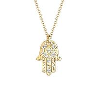 Elli Collana Donna Ciondolo di Mano Hamsa con Cristalli in Argento Sterlino 925 Placcato Oro