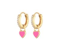 Elli - Creoli Ciondolo cuore con smalto blu e zirconi in Argento Sterling 925 placcato oro Orecchini a cerchio 1 pieces female