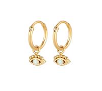 Elli - Creoli Ciondolo malocchio con opale sintetico in argento sterling 925 placcato oro Orecchini 1 pieces female