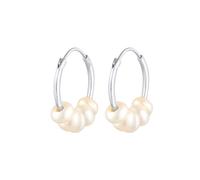 Elli - Creoli line semplice con le coltivata d'acqua dolce in argento sterling 925 Orecchini 1 pieces female