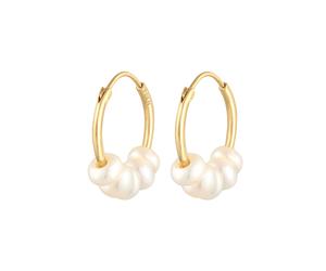 Elli - Creoli line semplice con le coltivata d'acqua dolce in argento sterling 925 Orecchini 1 pieces female