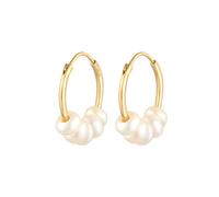 Elli - Creoli line semplice con le coltivata d'acqua dolce in argento sterling 925 Orecchini a cerchio 1 pieces female