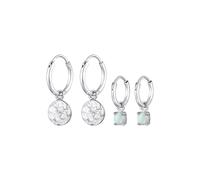 Elli - creoli set di 2 con opale in Argento Sterling 925 Orecchini 1 pieces female