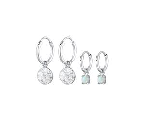 Elli - creoli set di 2 con opale in Argento Sterling 925 Orecchini 1 pieces female