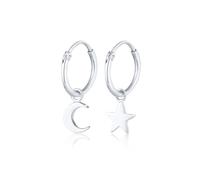 Elli - Creoli Stella Mezzaluna Astro Trend in Argento Sterling 925 Orecchini 1 pieces female