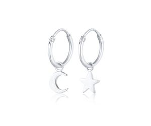 Elli - Creoli Stella Mezzaluna Astro Trend in Argento Sterling 925 Orecchini 1 pieces female