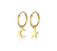 Elli - Creoli Stella Mezzaluna Astro Trend in Argento Sterling 925 Orecchini a cerchio 1 pieces female