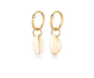 Elli - creoli tendenza vacanze nel mare con conchiglie Kauri in argento sterling 925 placcato oro Orecchini 1 pieces female