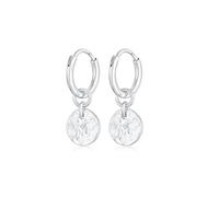 Elli Damen Creolen Plättchen Anhänger Gehämmert Abnehmbar in 925 Sterling Silber