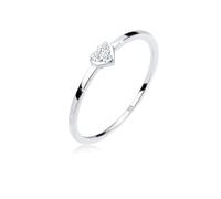 Elli diamonds Anello Donna Simbolo Del Cuore Classico con diamante (0,06 Ct.) In Argento Sterling 925