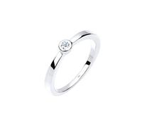 Elli DIAMONDS Anello Donne Classico Solitario con Diamante (0,03 ct.) in Argento Sterling 925
