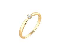 Elli DIAMONDS Anello Donne di Fidanzamento Onda con Diamante (0,03 ct) in Oro Giallo 585
