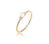 Elli DIAMONDS Anello Donne Fidanzamento Perla con Diamante (0.03 ct.) in Oro Giallo 585