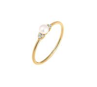Elli DIAMONDS Anello Donne Fidanzamento Perla con Diamante (0.03 ct.) in Oro Giallo 585