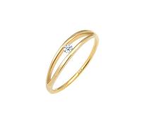 Elli DIAMONDS Anello Donne Fidanzamento Semplice con Diamante (0.06 ct.) in Oro Giallo 585