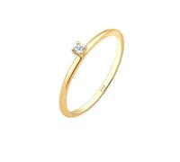 Elli DIAMONDS Anello Donne Solitario di Fidanzamento con Diamante (0,015 ct.) in Oro Giallo 585