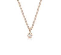 Elli diamonds Collana Donna Cerchio Rotondo con diamante (0,03 Ct.) In Argento Sterling 925