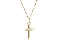 Elli diamonds Collana Donna Ciondolo Croce Fede con diamante (0,03 Ct.) In Oro Giallo 585