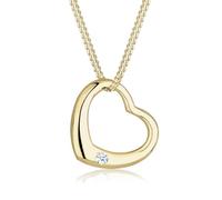 Elli diamonds Collana Donna Cuore Amore con diamante (0,03 Ct.) In 375 Oro Giallo