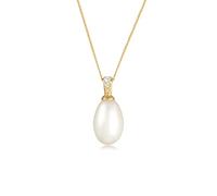 Elli diamonds Collana Donna Perla Coltivata D'Acqua Dolce con diamante In Oro Giallo 585