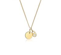 Elli diamonds Collana Donne Cerchio Geo Solitario con diamante (0,03 Ct.) In Oro Giallo 585