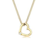 Elli DIAMONDS Collana Donne Ciondolo a Cuore Eleganto con Diamante (0,015 ct.) in Argento Sterling 925