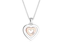 Elli diamonds Collana Donne Ciondolo Cuore Bicolore Giocoso con diamante (0,02 Ct.) In Argento Sterling 925