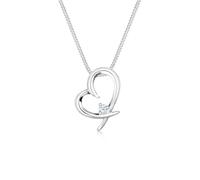 Elli diamonds Collana Donne Ciondolo Cuore Semplice con diamante (0,03 Ct.) In Argento Sterling 925