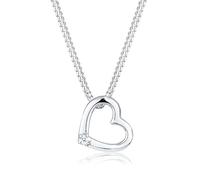 Elli diamonds Collana Donne Cuore Amore Delicato con diamante (0.015 Ct.) In Argento Sterling 925