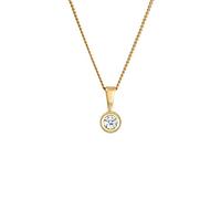Elli DIAMONDS Collana Donne Solitario Cerchio Rotondo con Diamante (0,11 ct.) in Oro Giallo 585