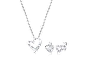 Elli diamonds Gioielli Set Donne Orecchini Cuore Amore con diamante (0.075 Ct.) In Argento Sterling 925