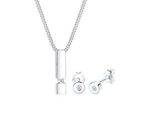 Elli diamonds Gioielli Set Donne Orecchini Pendenti Geo Solitaire con diamante (0,09 Ct.) In Argento Sterling 925