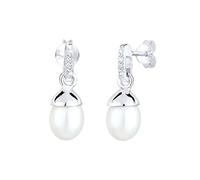 Elli diamonds Orecchini Donne Preziosa Perla Coltivata D'Acqua Dolce diamante (0.03 Ct.) 925 Argento Sterling