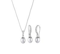 Elli - Elegante ciondolo pendenti set Perla d'acqua dolce e cristalli in Argento Sterling 925 Set gioielli 1 pieces female