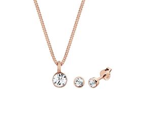 Elli - Elegante Ciondolo Solitario Set Orecchini a Perno con Cristalli in Argento Sterling 925 Parure gioielli 1 pieces female