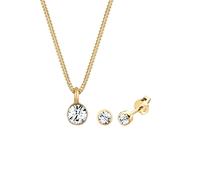 Elli - Elegante Ciondolo Solitario Set Orecchini a Perno con Cristalli in Argento Sterling 925 Set gioielli 1 pieces female