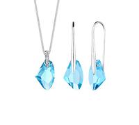 Elli Geo - Parure da donna con collana e orecchini in argento Sterling 925, taglio sfaccettato, lunghezza 45 cm