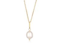 Elli - Ladies - Collana dorata elegante con pendente con perlina in vetro-Oro 43 CM
