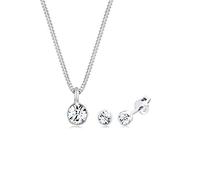 Elli - Elegante Ciondolo Solitario Set Orecchini a Perno con Cristalli in Argento Sterling 925 Parure gioielli 1 pieces female