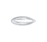 Elli - Ladies - Anello avvolgente classico in argento sterling 925 con design zigrinato intrecciato 66mm