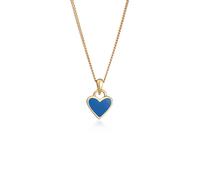 Elli - Ladies - Collana in argento sterling 925 placcato oro e blu con ciondolo a forma di fiore smaltato rosso 45 cm