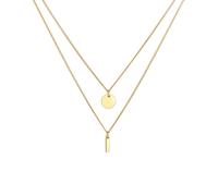 Elli - Ladies - Collana multifilo in argento sterling 925 placcato oro con pendenti geometrici circolare e a barretta 45 cm