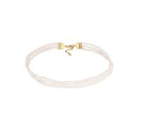 Elli - Ladies - Collarino a 3 strati in argento sterling 925 placcato oro con pietre sintetiche bianche-Bianco 36 cm