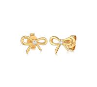 Elli - Ladies - Orecchini a bottone in argento sterling 925 dorato a forma di fiocco con cristalli in zirconia cubica-Oro One Size
