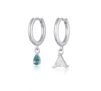 Elli - Ladies - Orecchini a cerchio creolo argento con pendenti triangolare e a goccia colorati oro con cristalli One Size