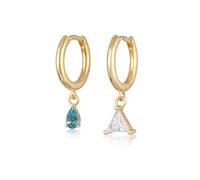 Elli - Ladies - Orecchini stile creolo dorati con pendenti triangolari con cristalli colorati-Oro One Size