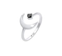 Elli - mezza luna Astro aperta nera con pietra zircone in argento sterling 925 Anelli 1 pieces female