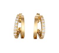 Elli - Orecchini a bottone da donna da sera in argento sterling 925 color oro e zirconia cubica taglio diamante bianca One Size