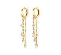 Elli - Orecchini a cerchio in Argento Sterling 925 dorato con zirconi e catenine pendenti di tendenza stile trendy 1 pieces female