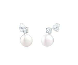 Elli - orecchini a perno Classico con Perla d'acqua dolce e Zirconia in Argento Sterling 925 Orecchini 1 pieces female